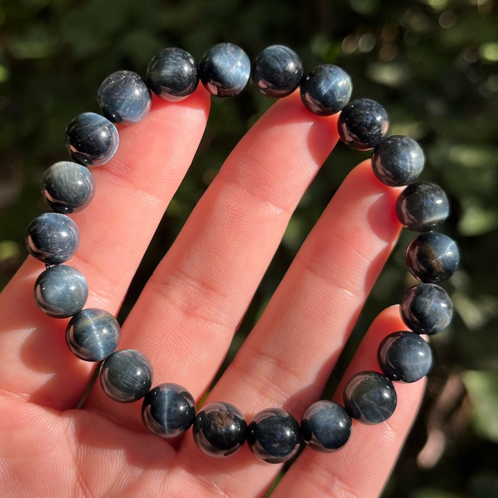 9mm blue tiger eye stretchable‎ bracelet